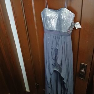 Glamorous Strapless Dress with Sequin Bodice